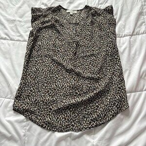 Chaus Womens Size Small Brown Cheetah Tank Top Blouse Officechic Corpcore City